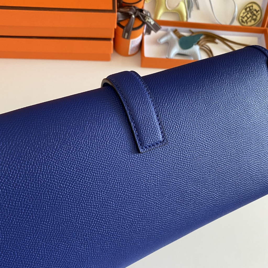 Hermes Jige 29 Wallet Clutch In Epsom Leather Dark Blue