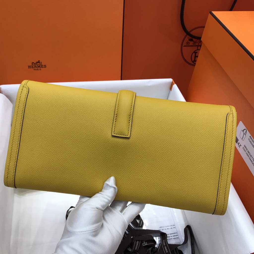 Hermes Jige 29 Wallet Clutch In Epsom Leather Yellow