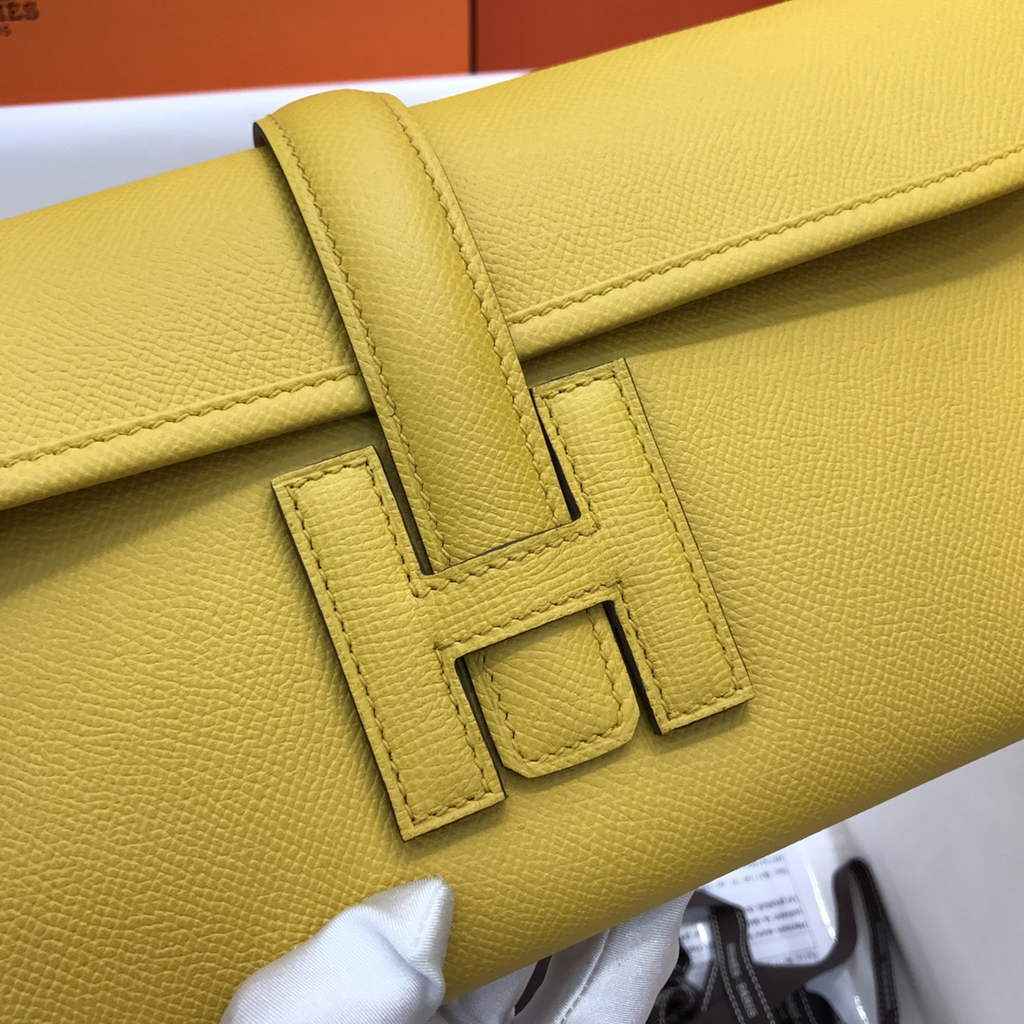 Hermes Jige 29 Wallet Clutch In Epsom Leather Yellow