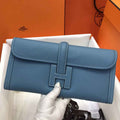 Hermes Jige 29 Wallet Clutch In Epsom Leather Blue