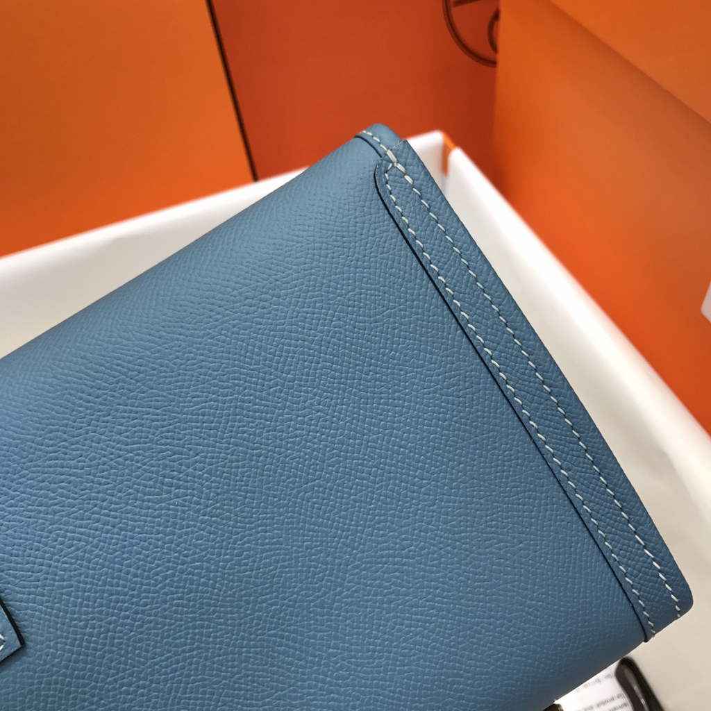 Hermes Jige 29 Wallet Clutch In Epsom Leather Blue