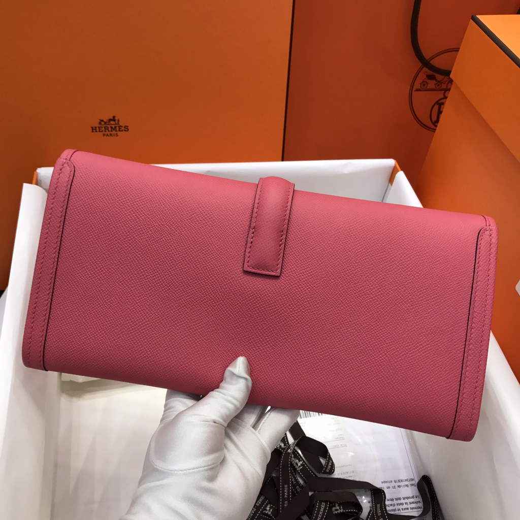 Hermes Jige 29 Wallet Clutch In Epsom Leather Plum