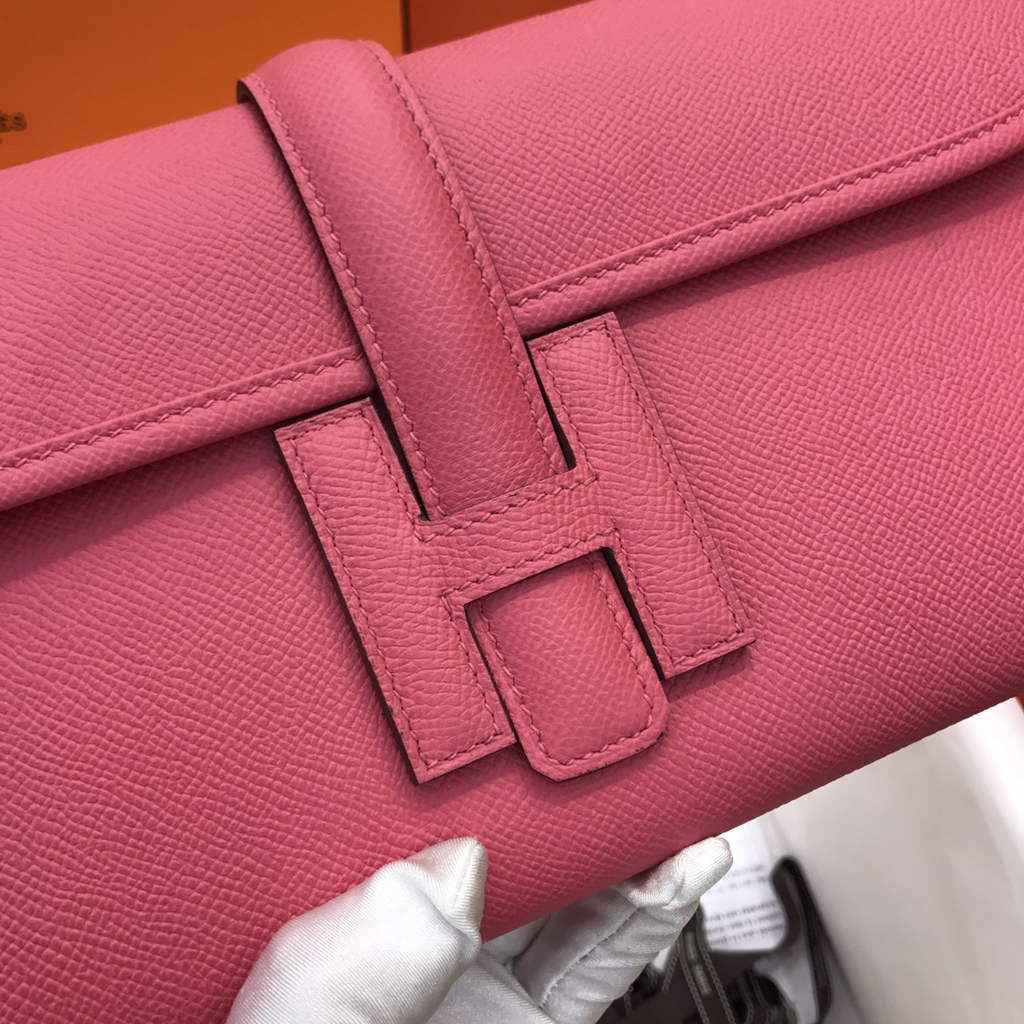 Hermes Jige 29 Wallet Clutch In Epsom Leather Plum