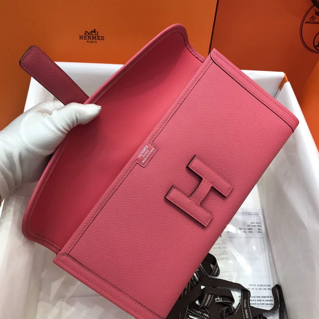 Hermes Jige 29 Wallet Clutch In Epsom Leather Plum
