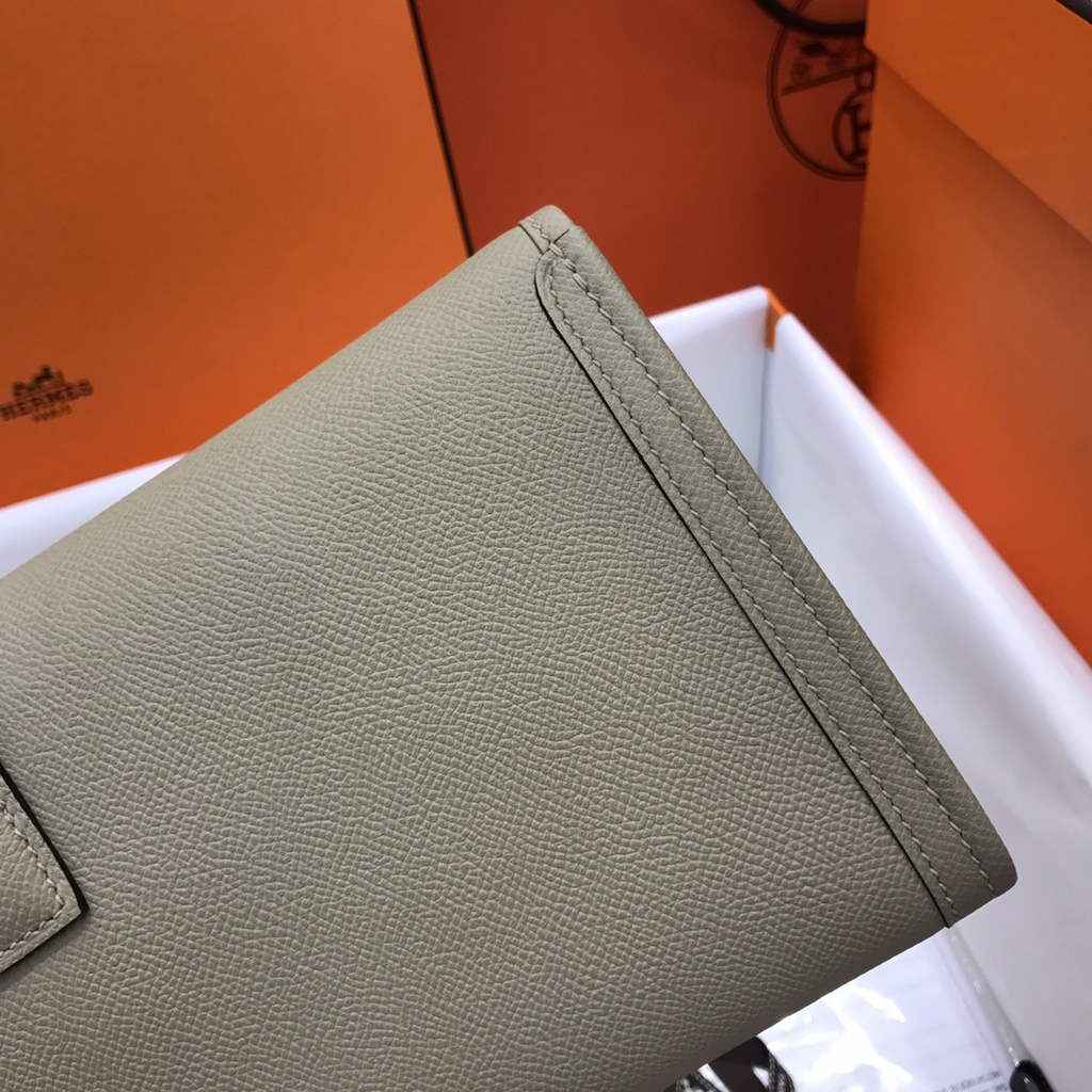Hermes Jige 29 Wallet Clutch In Epsom Leather Light Gray