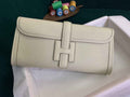Hermes Jige 29cm Wallet Clutch In Epsom Leather Beige