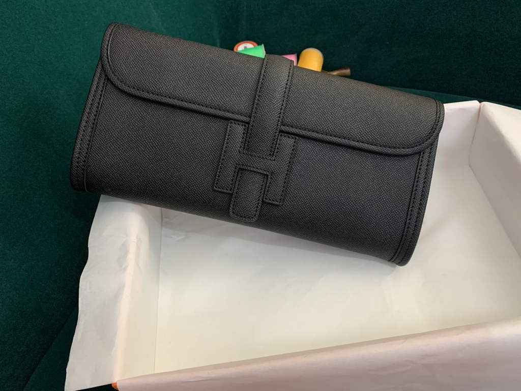 Hermes Jige 29cm Wallet Clutch In Epsom Leather Black