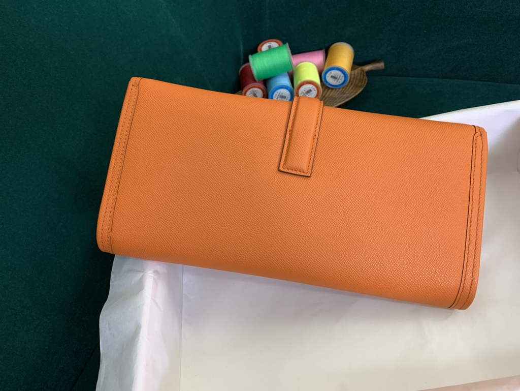 Hermes Jige 29cm Wallet Clutch In Epsom Leather Orange