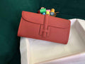 Hermes Jige 29cm Wallet Clutch In Epsom Leather Red