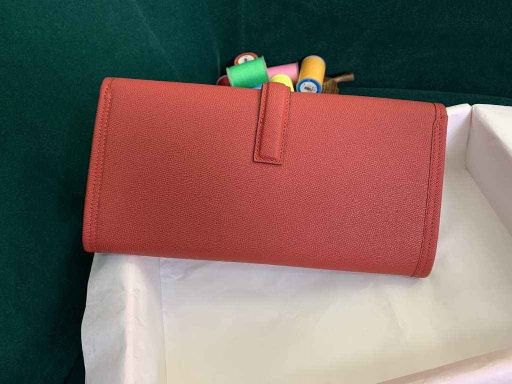 Hermes Jige 29cm Wallet Clutch In Epsom Leather Red