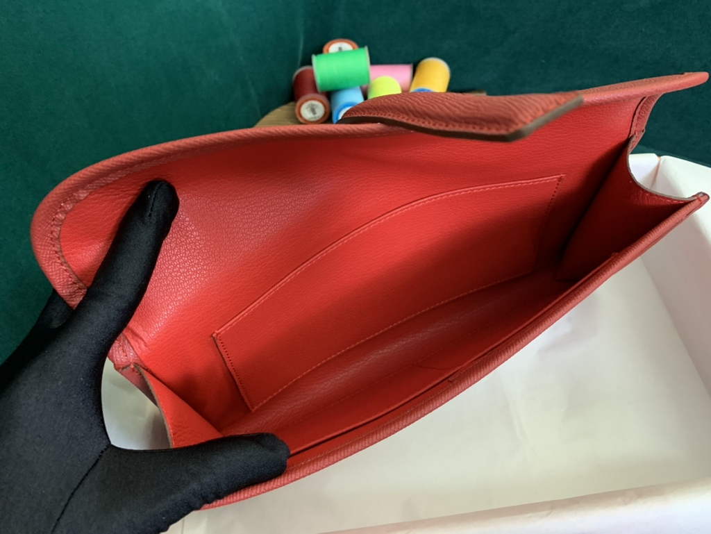 Hermes Jige 29cm Wallet Clutch In Epsom Leather Red