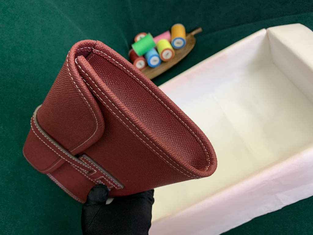 Hermes Jige 29cm Wallet Clutch In Epsom Leather Wine Red
