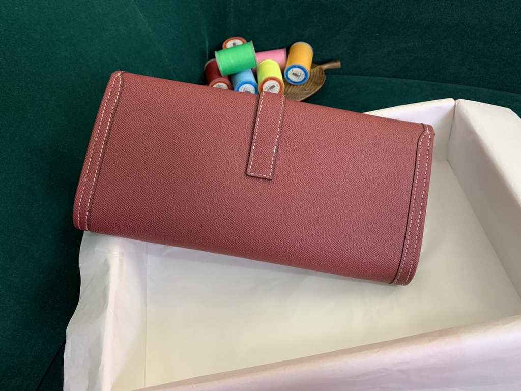 Hermes Jige 29cm Wallet Clutch In Epsom Leather Wine Red