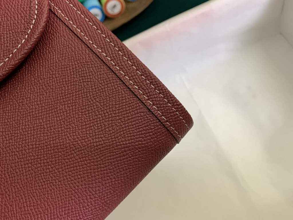 Hermes Jige 29cm Wallet Clutch In Epsom Leather Wine Red