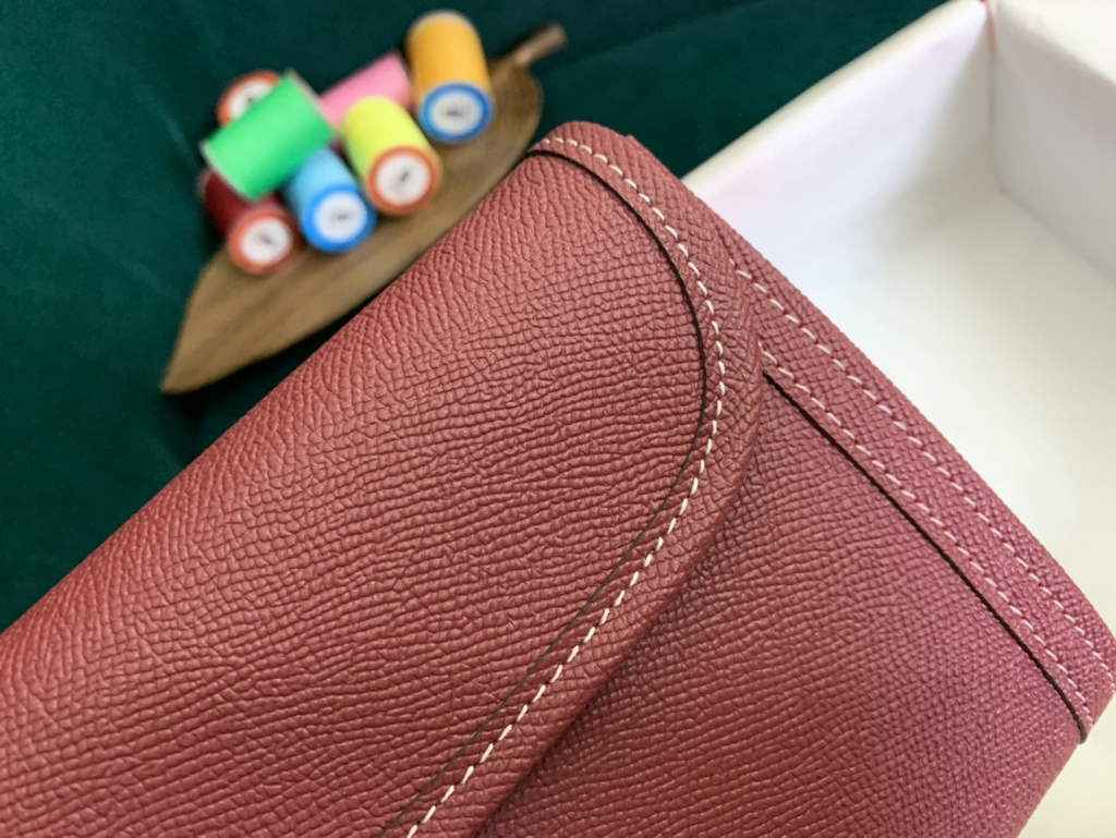 Hermes Jige 29cm Wallet Clutch In Epsom Leather Wine Red