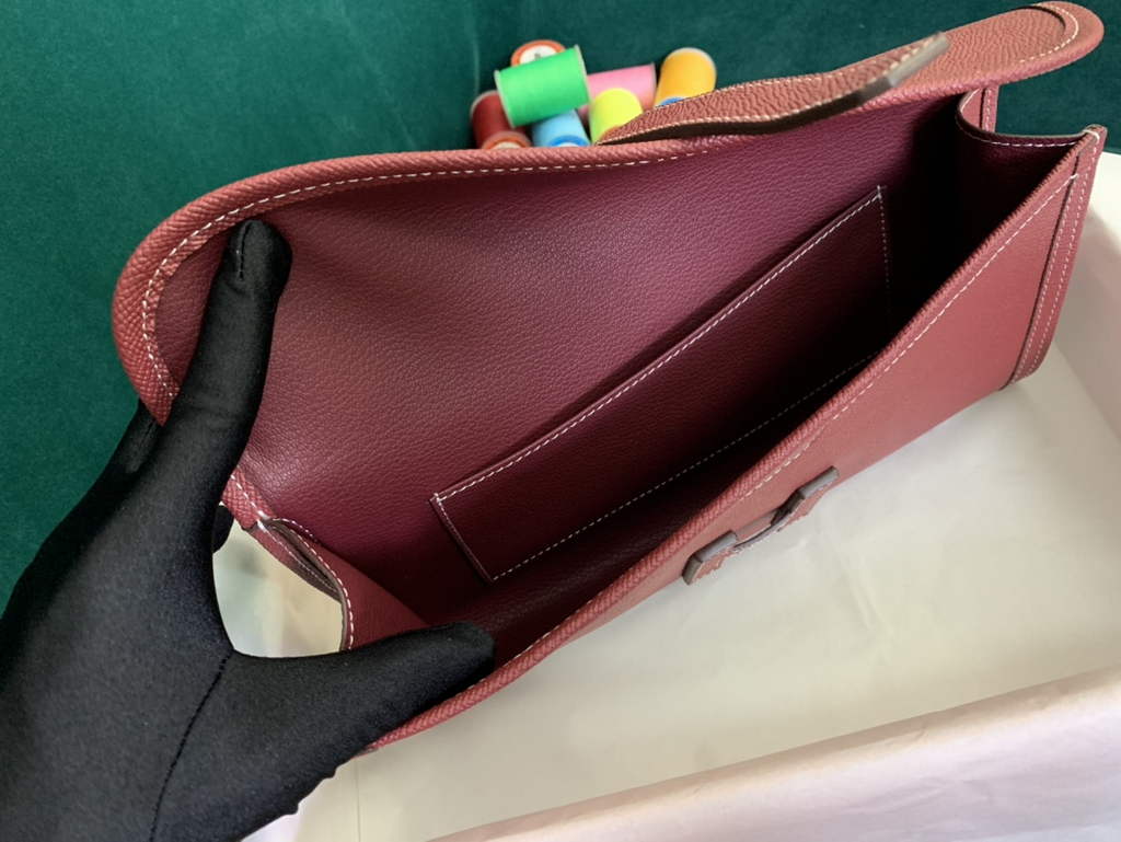 Hermes Jige 29cm Wallet Clutch In Epsom Leather Wine Red