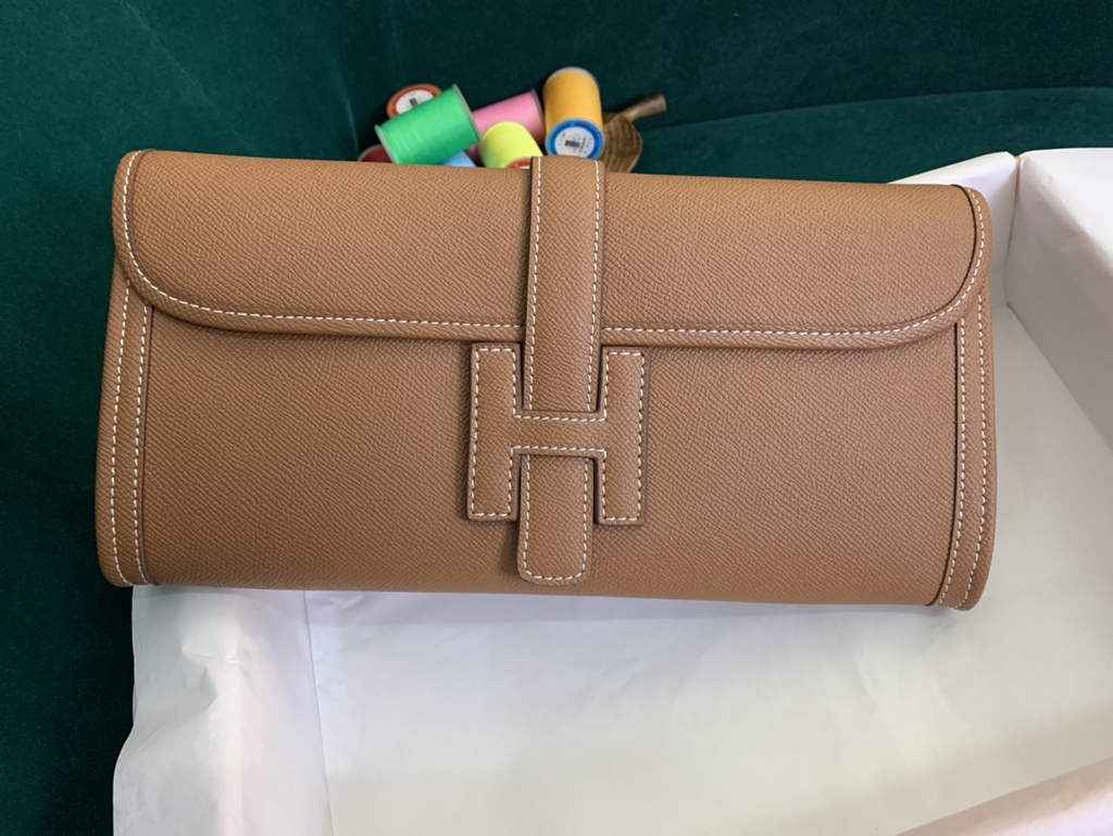 Hermes Jige 29cm Wallet Clutch In Epsom Leather Light Brown