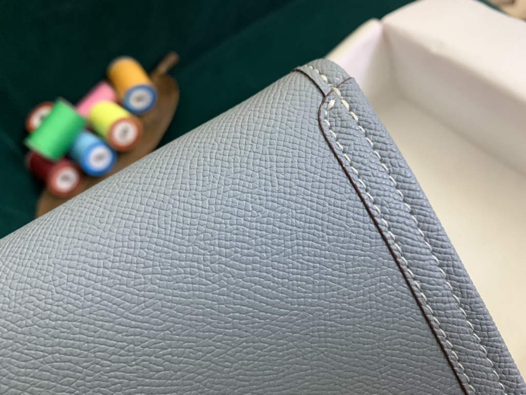 Hermes Jige 29cm Wallet Clutch In Epsom Leather Light Blue