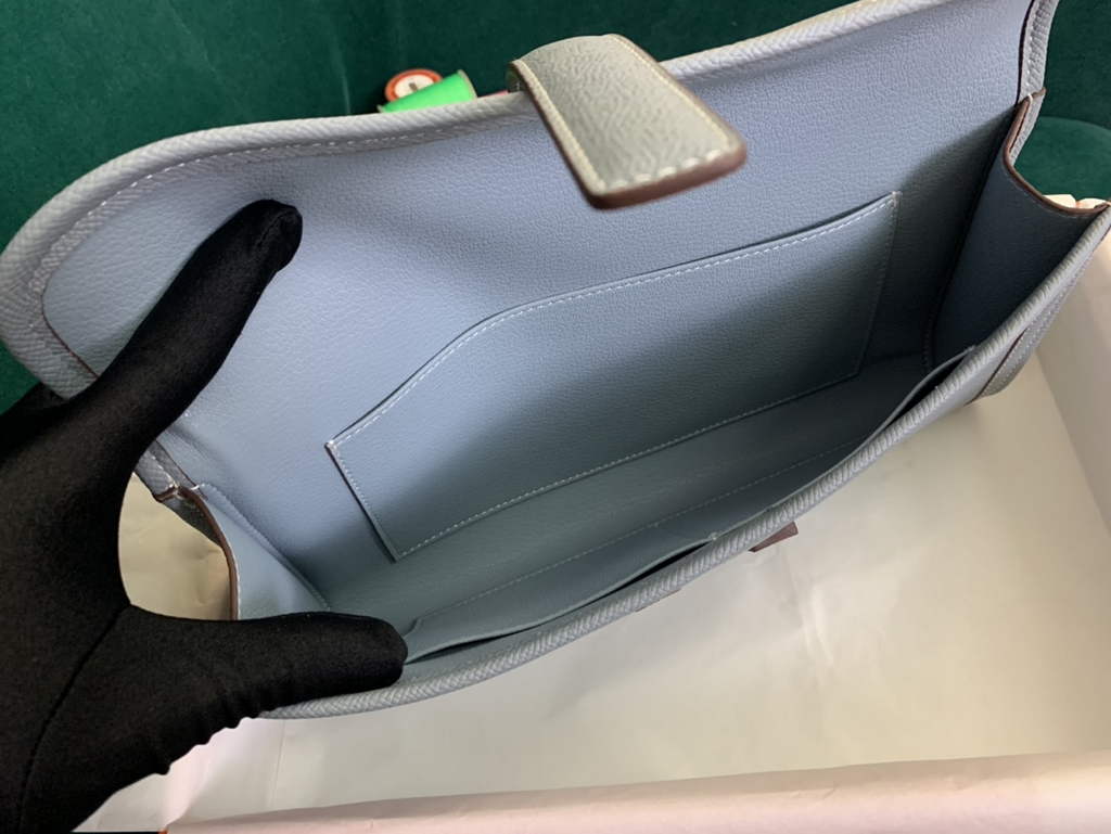 Hermes Jige 29cm Wallet Clutch In Epsom Leather Light Blue