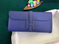 Hermes Jige 29cm Wallet Clutch In Epsom Leather Dark Blue