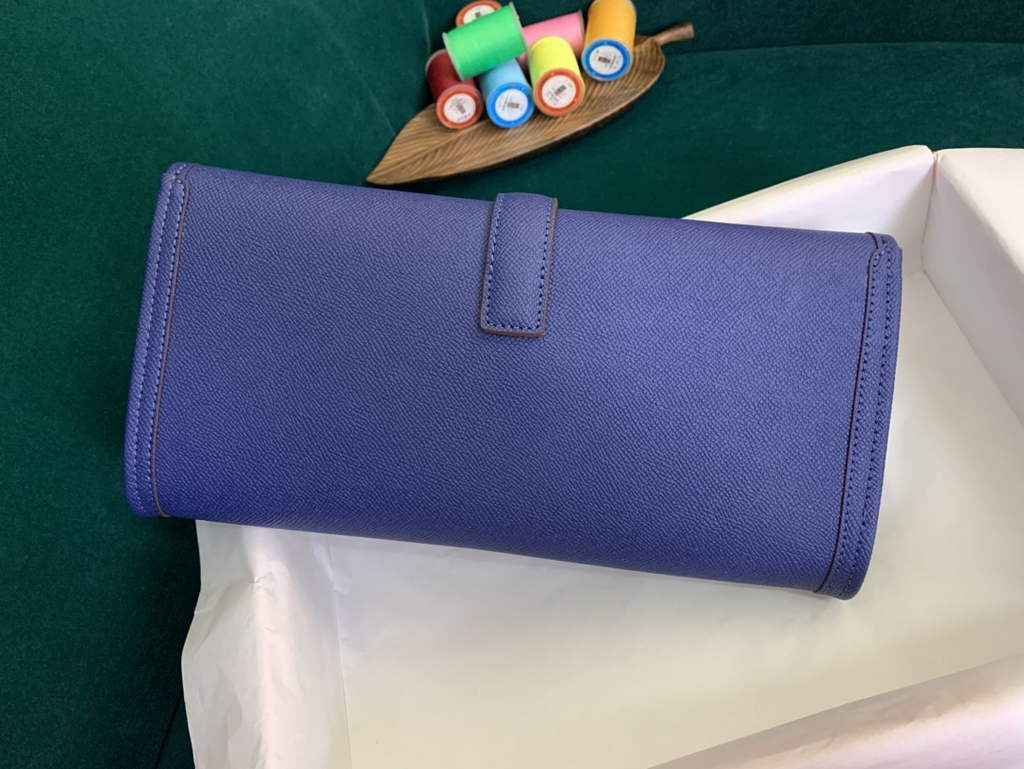 Hermes Jige 29cm Wallet Clutch In Epsom Leather Dark Blue