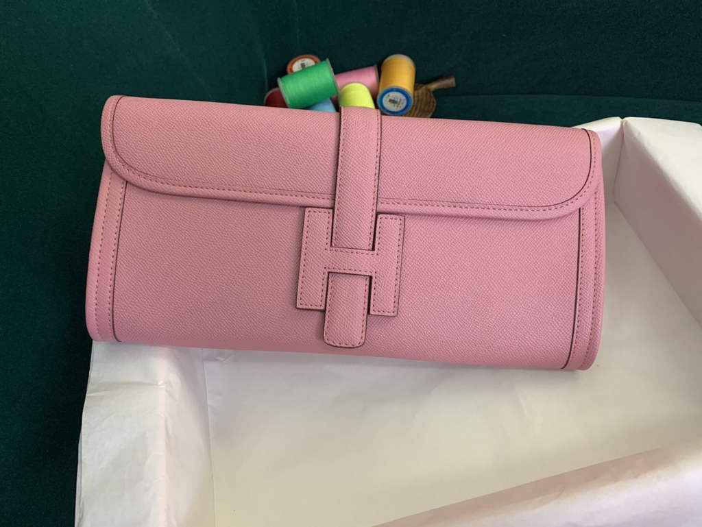 Hermes Jige 29cm Wallet Clutch In Epsom Leather Pink