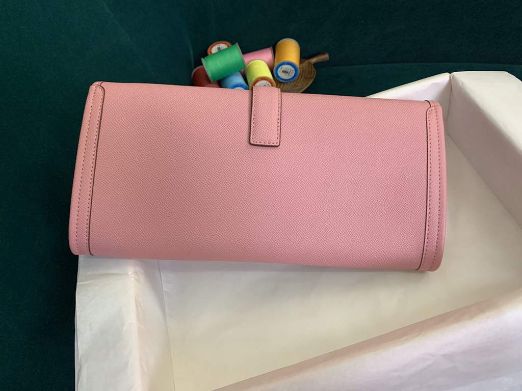 Hermes Jige 29cm Wallet Clutch In Epsom Leather Pink