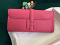 Hermes Jige 29cm Wallet Clutch In Epsom Leather Plum
