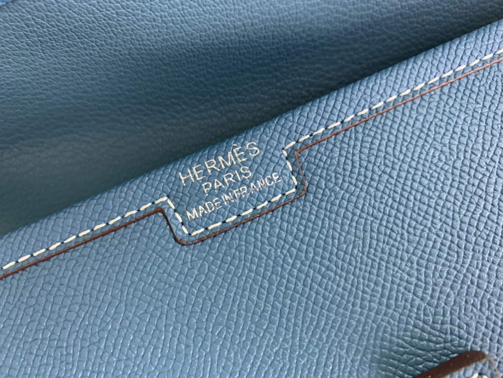 Hermes Jige 29cm Wallet Clutch In Epsom Leather Blue