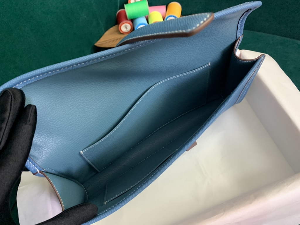 Hermes Jige 29cm Wallet Clutch In Epsom Leather Blue
