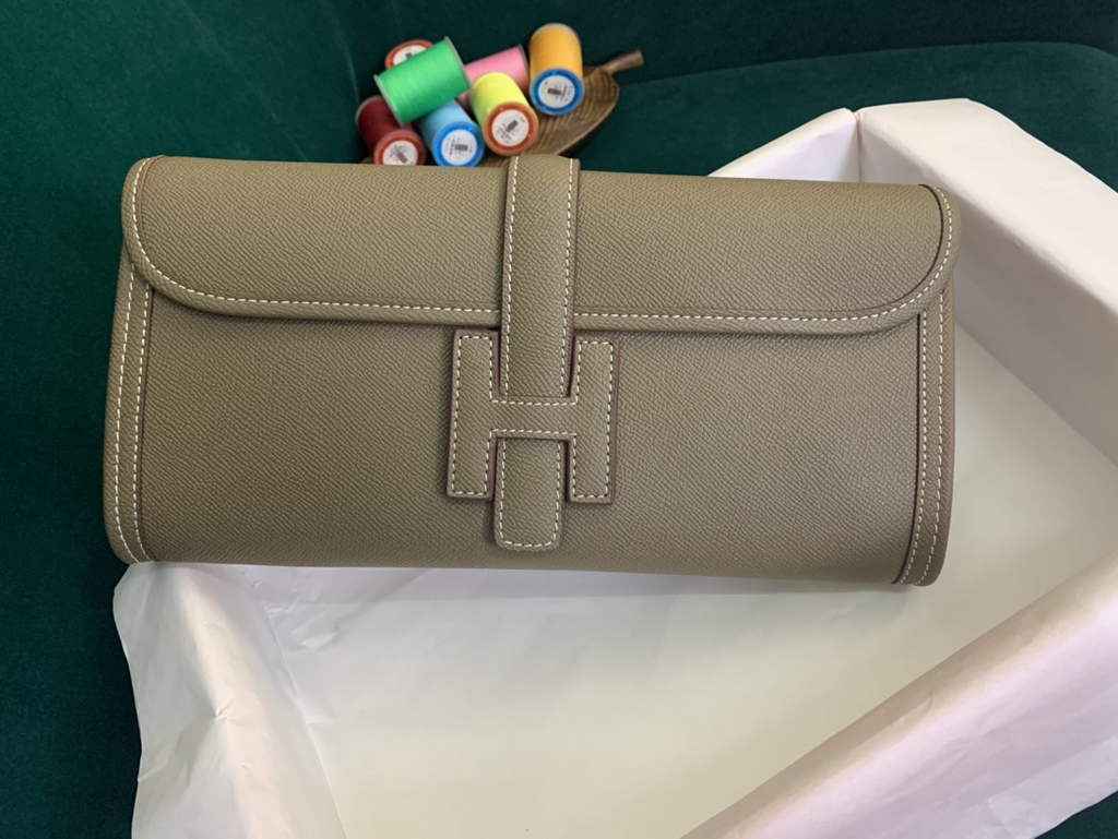 Hermes Jige 29cm Wallet Clutch In Epsom Leather Gray