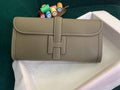 Hermes Jige 29cm Wallet Clutch In Epsom Leather Gray