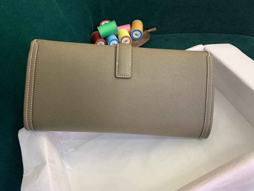 Hermes Jige 29cm Wallet Clutch In Epsom Leather Gray