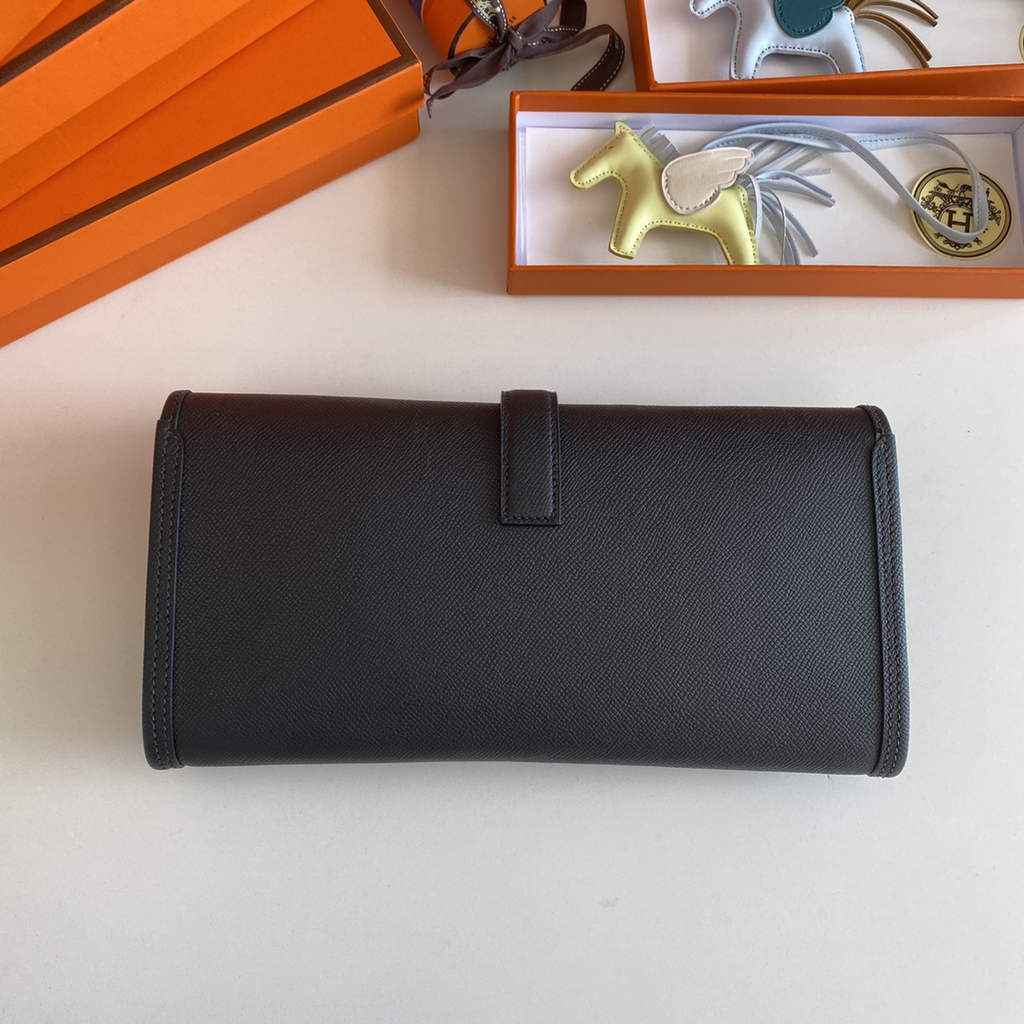 Hermes Jige Elan 29 Wallet Clutch In Epsom Leather Black