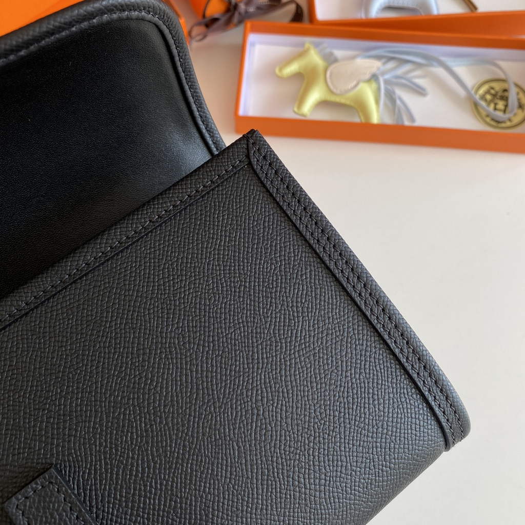 Hermes Jige Elan 29 Wallet Clutch In Epsom Leather Black