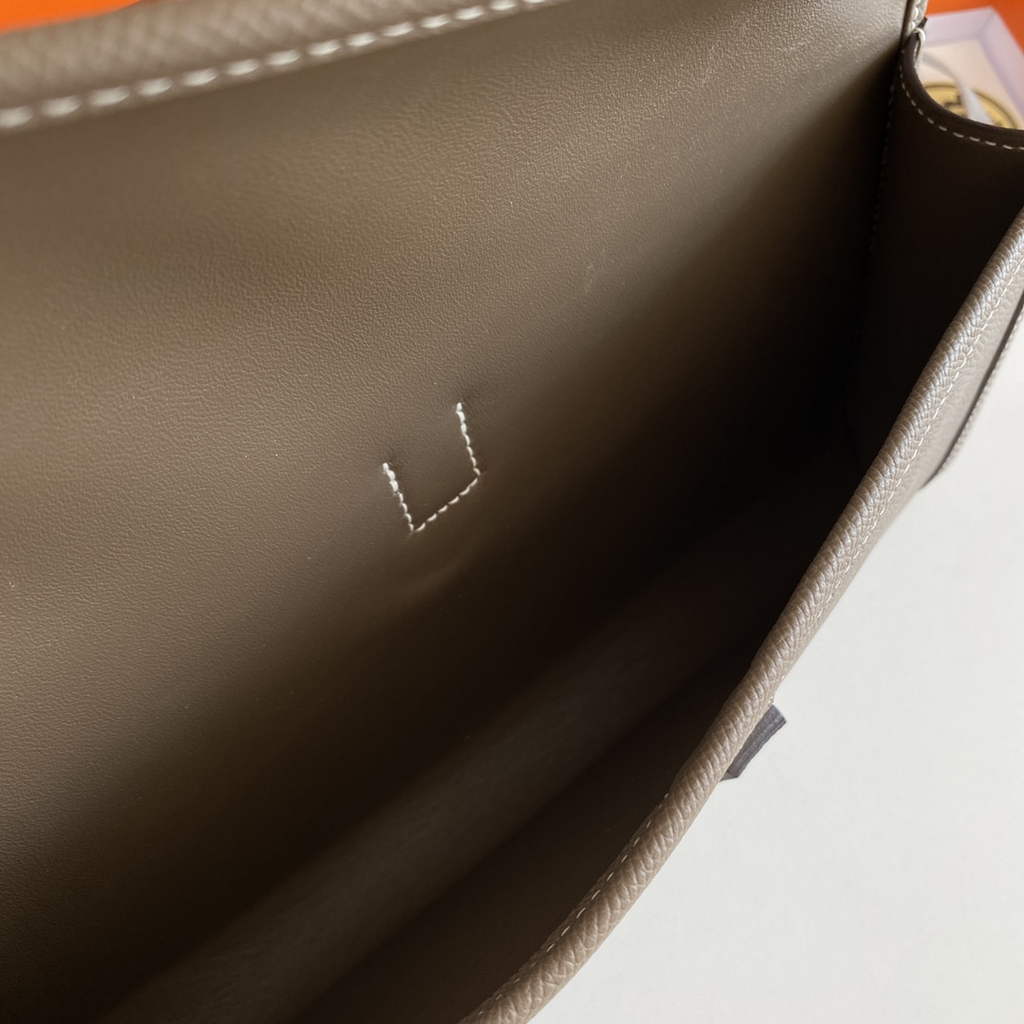 Hermes Jige 29 Wallet Clutch In Epsom Leather Gray