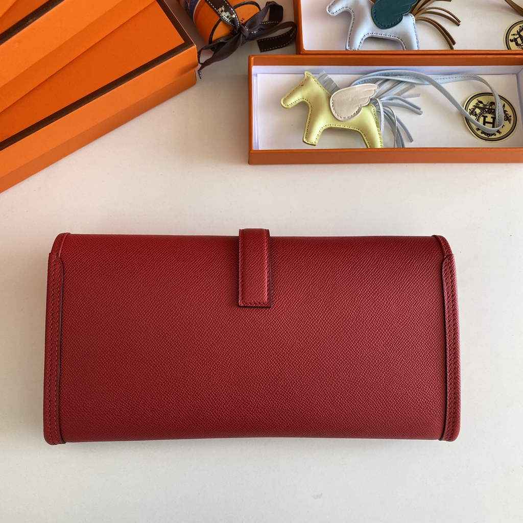 Hermes Jige 29 Wallet Clutch In Epsom Leather Red