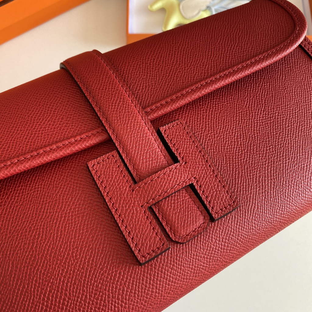 Hermes Jige 29 Wallet Clutch In Epsom Leather Red