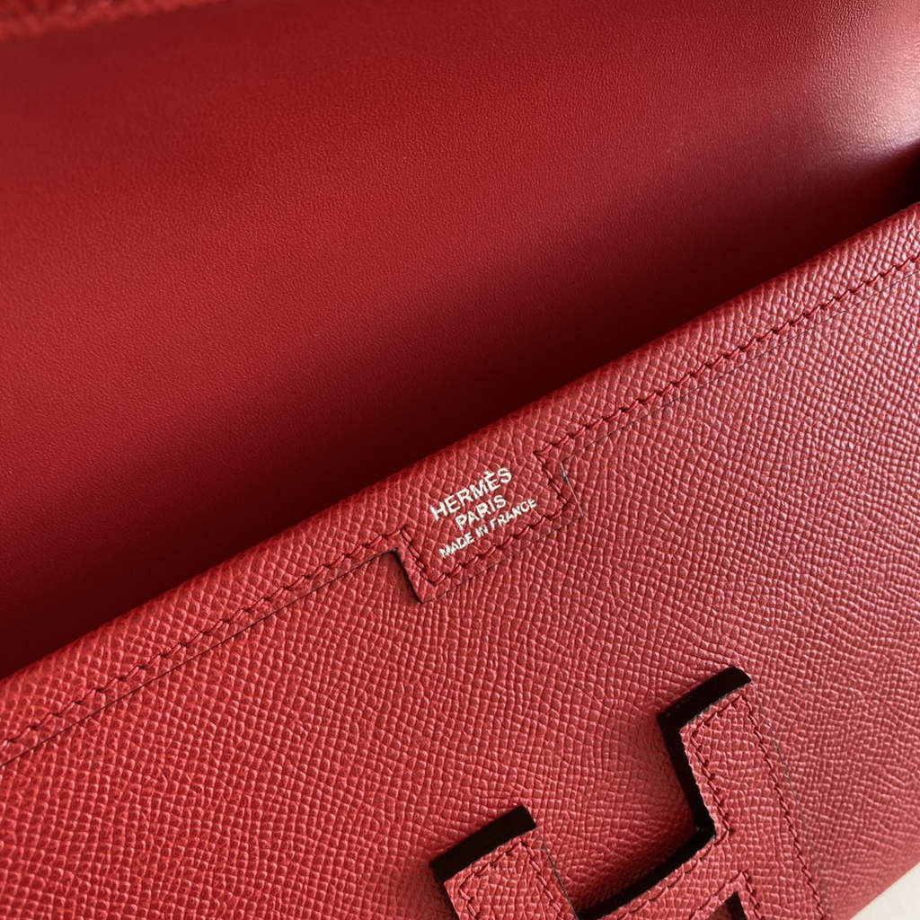 Hermes Jige 29 Wallet Clutch In Epsom Leather Red