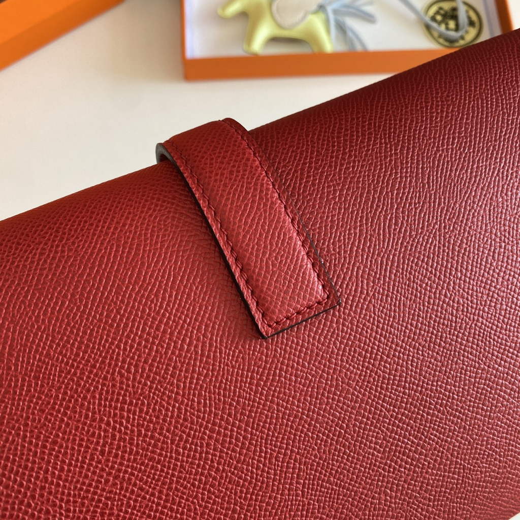 Hermes Jige 29 Wallet Clutch In Epsom Leather Red