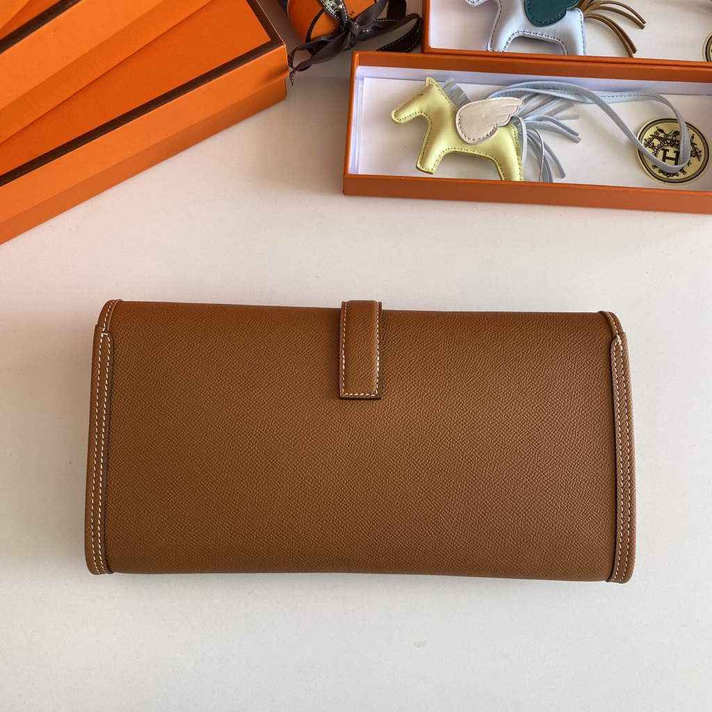 Hermes Jige 29 Wallet Clutch In Epsom Leather Light Brown
