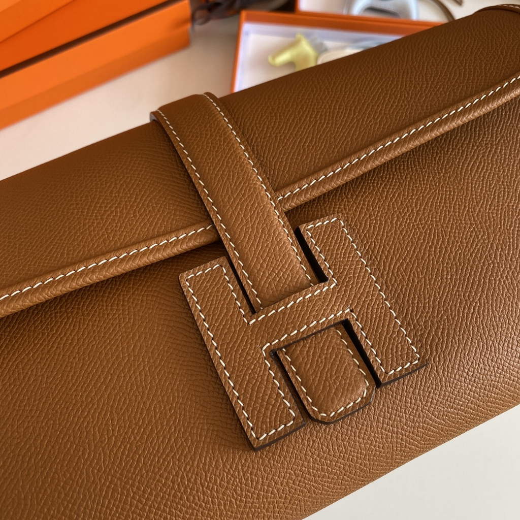 Hermes Jige 29 Wallet Clutch In Epsom Leather Light Brown