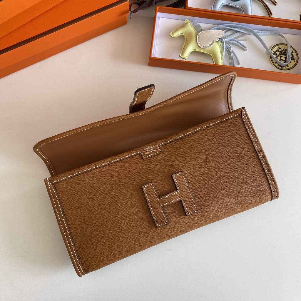 Hermes Jige 29 Wallet Clutch In Epsom Leather Light Brown