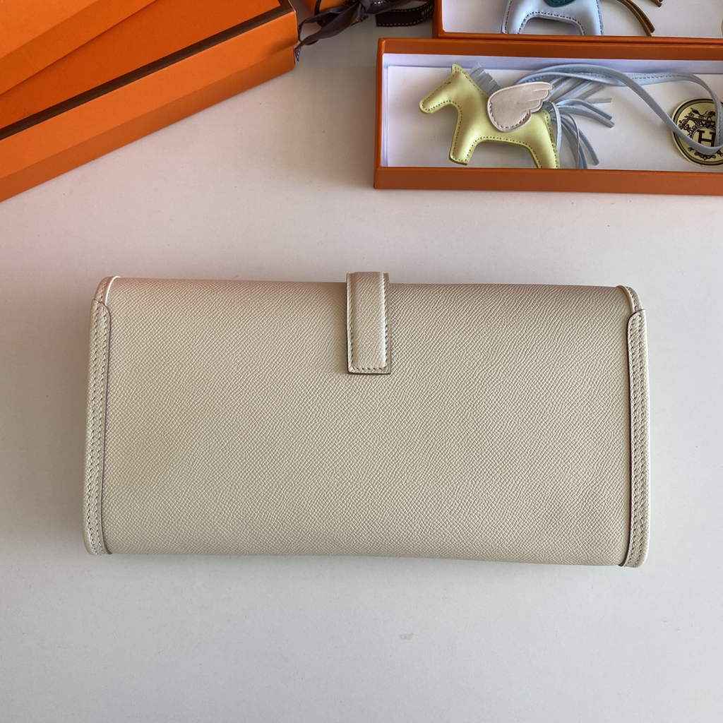 Hermes Jige 29 Wallet Clutch In Epsom Leather Beige