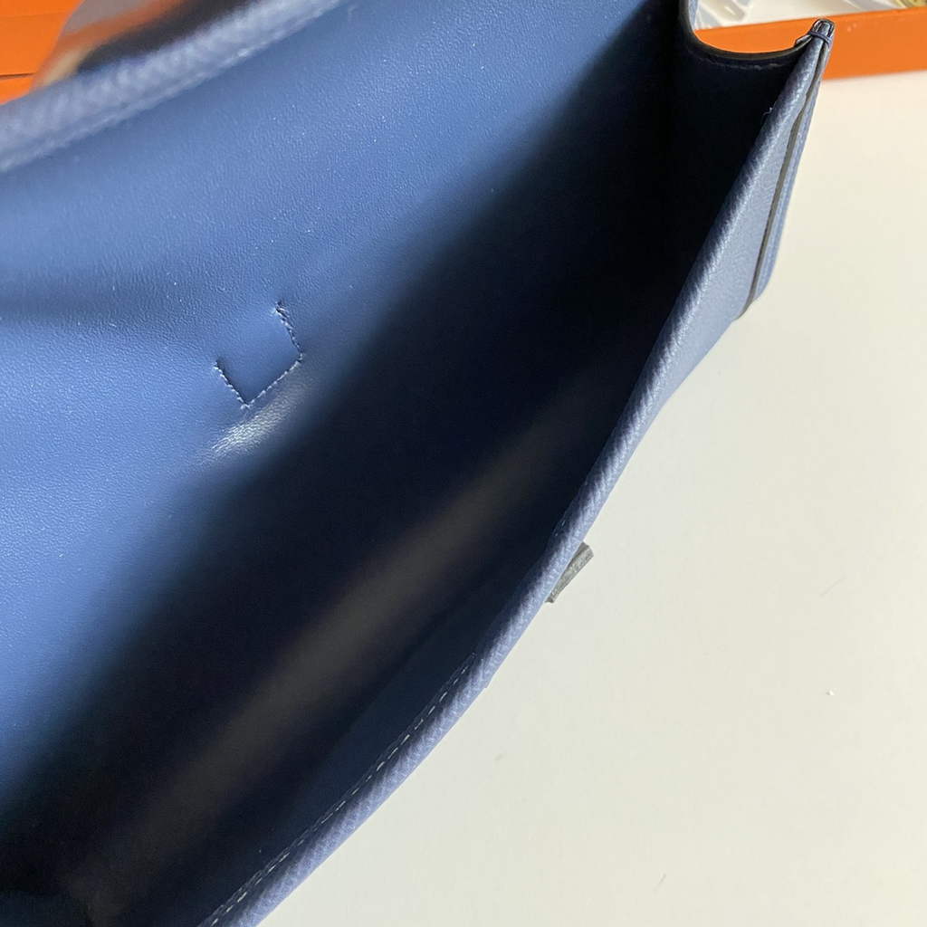 Hermes Jige 29 Wallet Clutch In Epsom Leather Navy Blue