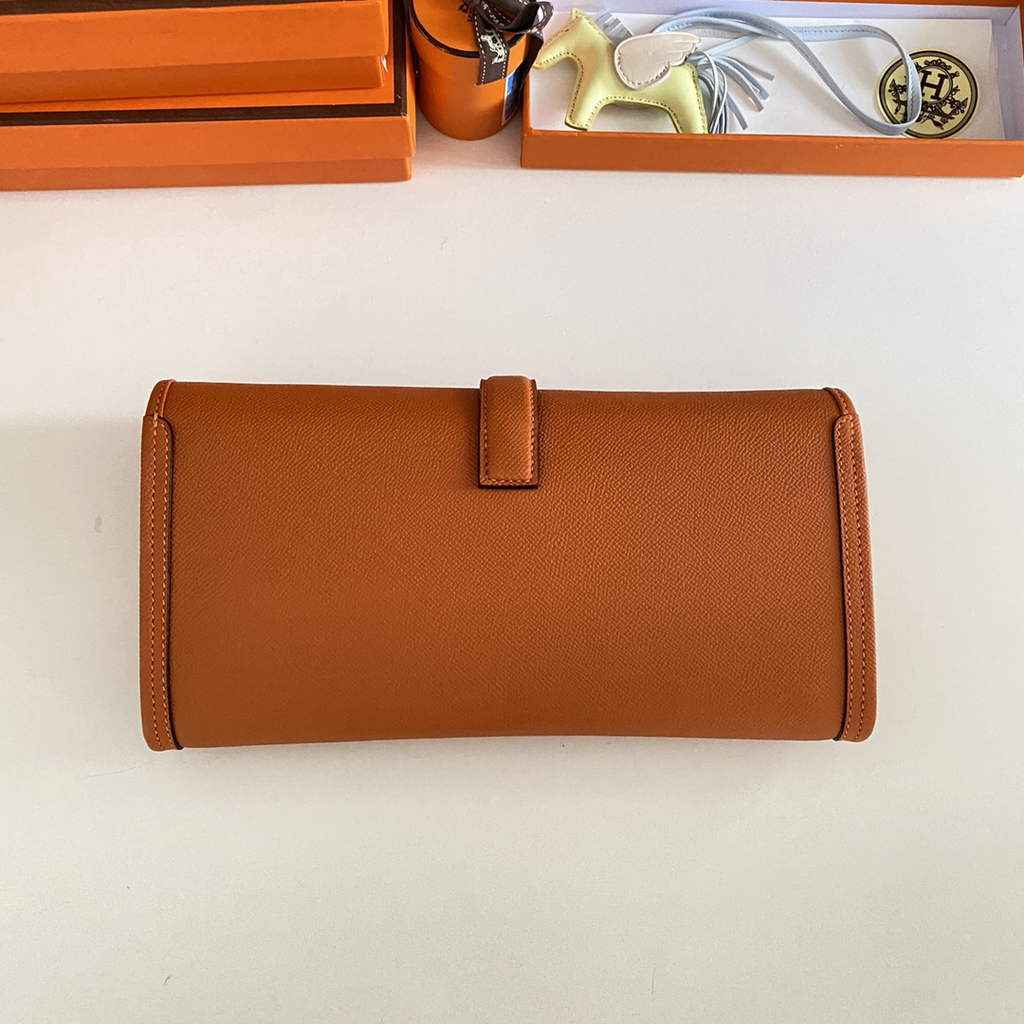 Hermes Jige 29 Wallet Clutch In Epsom Leather Orange
