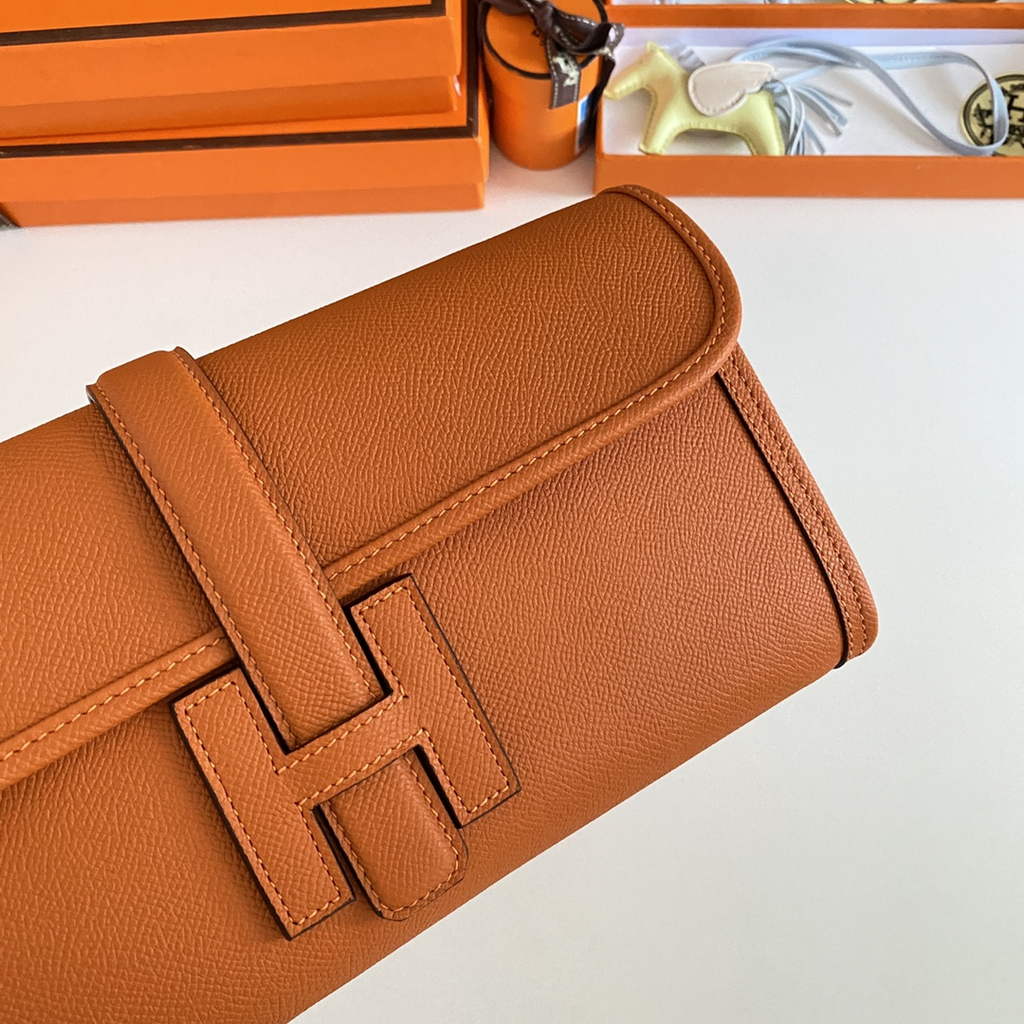 Hermes Jige 29 Wallet Clutch In Epsom Leather Orange