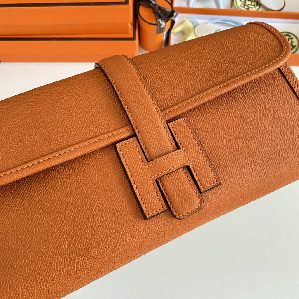 Hermes Jige 29 Wallet Clutch In Epsom Leather Orange