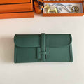 Hermes Jige 29 Wallet Clutch In Epsom Leather Green