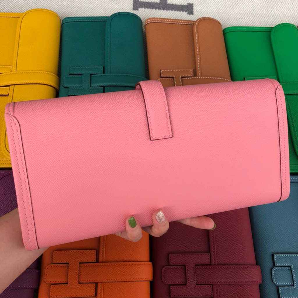 Hermes Jige 29 Wallet Clutch In Epsom Leather Pink